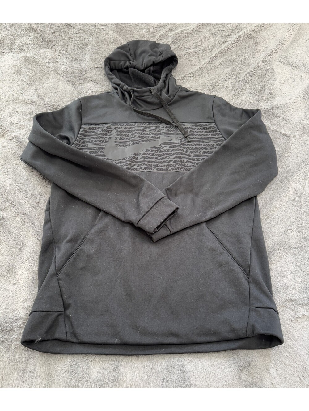 Nike Dri-Fit Hoodie Men's Size Large Black Therma Fleece Long Sleeve Pullover